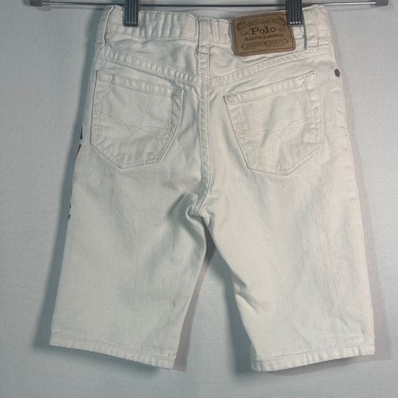 Polo by Ralph Lauren White Jean Shorts with Logo - Kids Size 7 - Picture 2 of 9